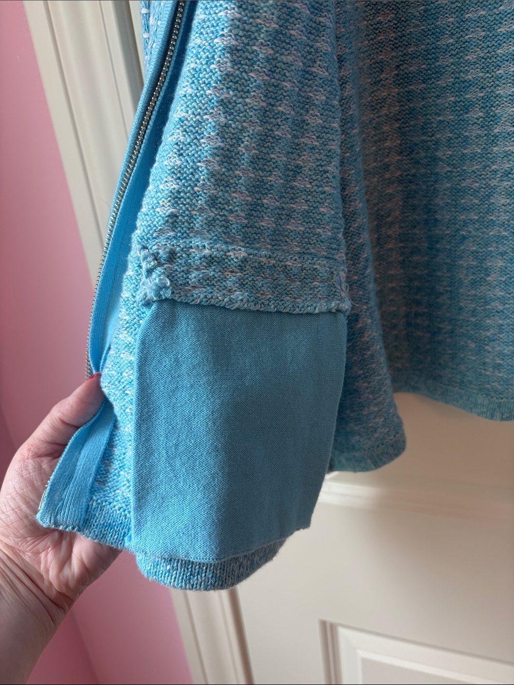 Talbots Light Blue Tweed Sparkle Zip Jacket - Picture 7 of 8